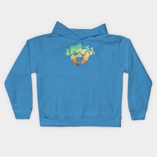 Watching Deer Silhouette in Nature Kids Hoodie